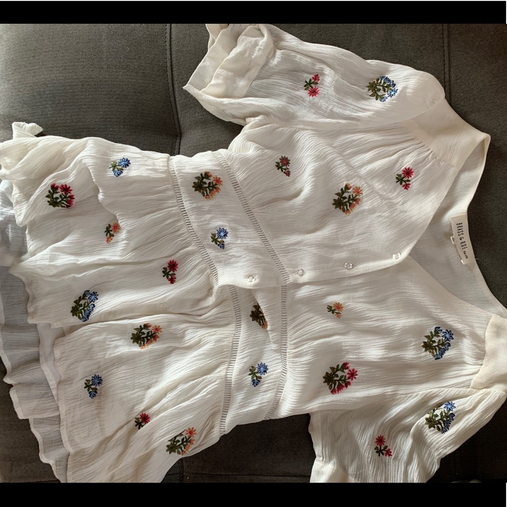 Wild flower embroidered boho blouse